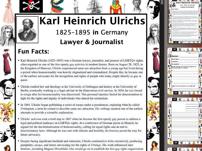 Karl Heinrich Ulrichs PACKET & ACTIVITIES, Important Historical Figures Series