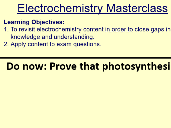Electrochemical Cells Masterclass AQA A-level Chemistry revision lesson