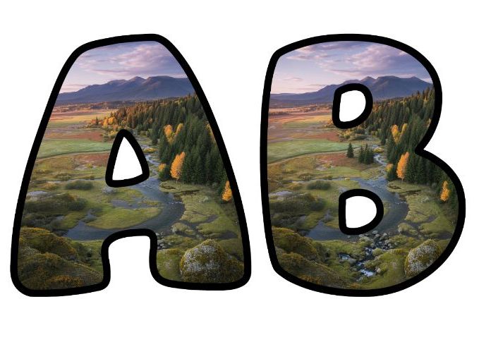 Scenery Nature Geography Lettering Set | Classroom Display | Upper & Lowercase, 0-9 and Signs