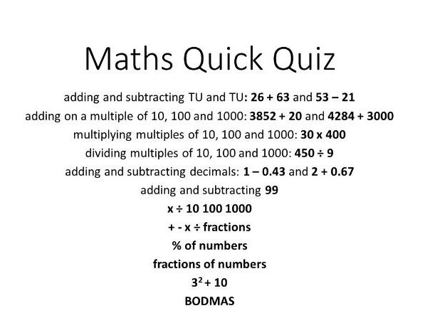 Maths SATs Year 6 KS2 Arithmetic Revision Quiz