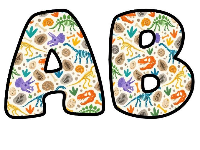 Dinosaur Skeletons Pattern Bubble Letters | History Topic Bulletin Board Letters