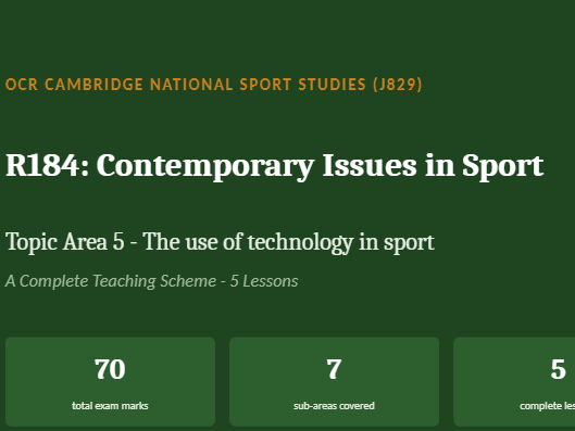 R184 TA5 The Use of Technology in Sport: Complete Teaching Scheme | OCR Cambridge Nationals SS