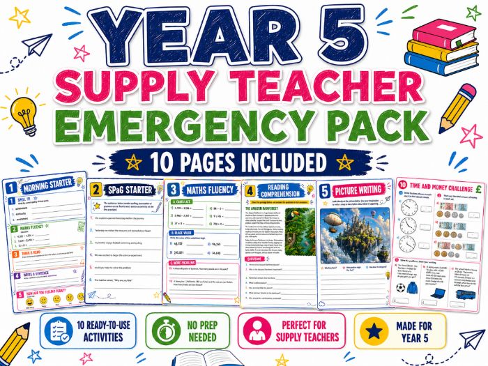 Year 5 Supply Teacher Emergency Pack