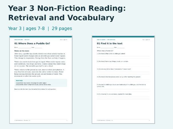 Year 3 Non-Fiction Reading: Retrieval and Vocabulary