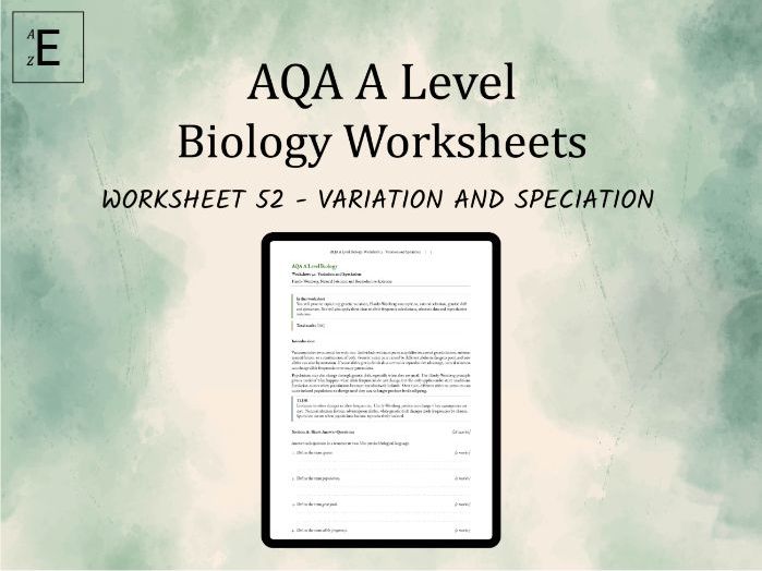 AQA A Level Biology Worksheet 52 - Variation and Speciation