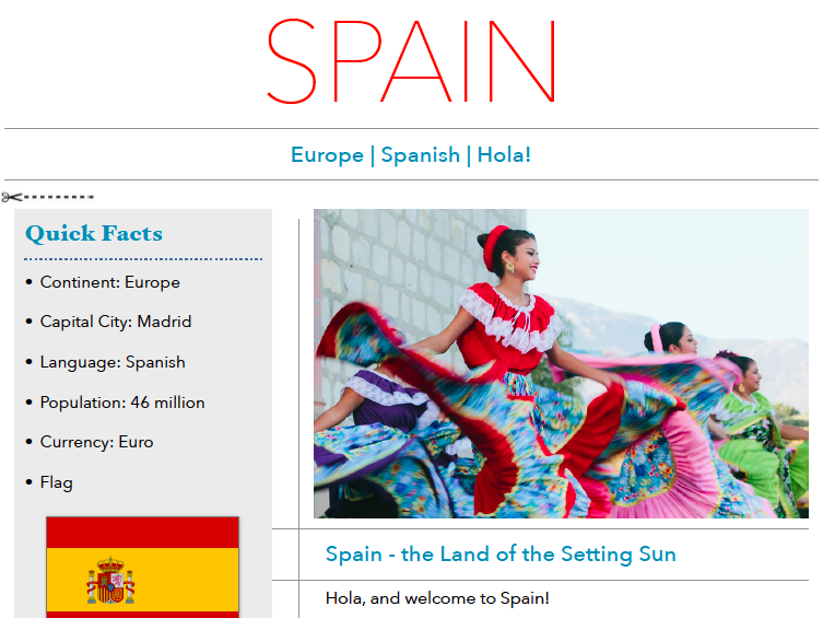 Discover Spain - Printable Worksheet