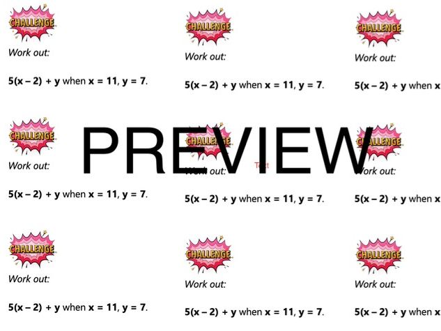 Year 6 Maths Challenge Stickers - Algebra