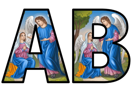 Bible Story angel Gabriel appearing to Mary Lettering Set Display Title Letters Numbers Signs