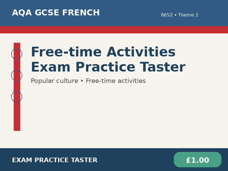AQA GCSE French 8652 - Free-time Activities Exam Practice Taster