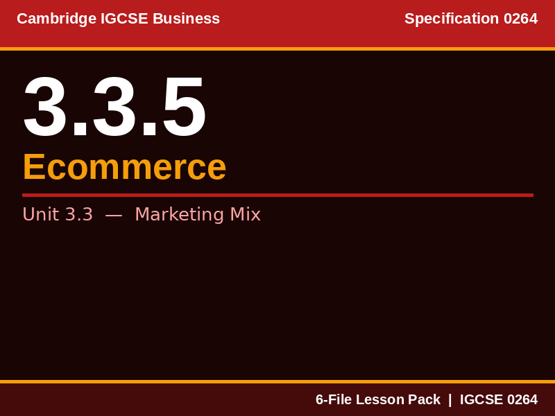 Cambridge IGCSE Business 0264 | 3.3.5 Ecommerce | Lesson Pack