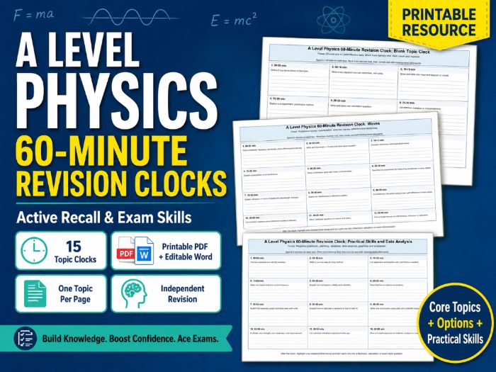 A Level Physics 60-Minute Revision Activity | Active Recall & Exam Skills Worksheets