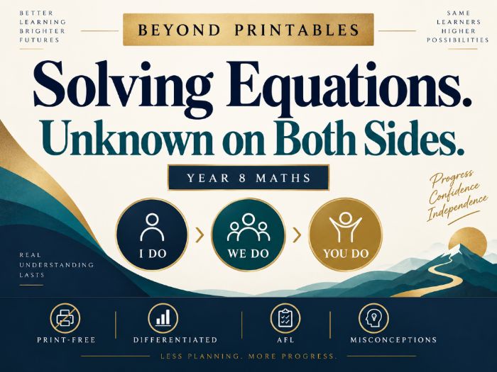 Solving Equations with the Unknown on Both Sides | I Do, We Do, You Do | Year 8 Maths print-free