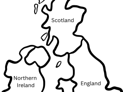 Map of United Kingdom, differentiated sheets and food imagine sheet included