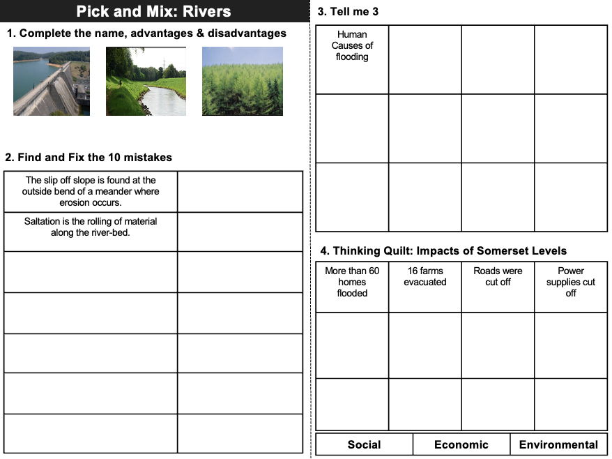 GCSE Revision Pick and Mix Rivers Eduqas A