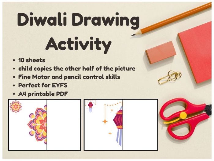 Diwali Finish the Picture Drawing Activity – 10 Worksheets | EYFS
