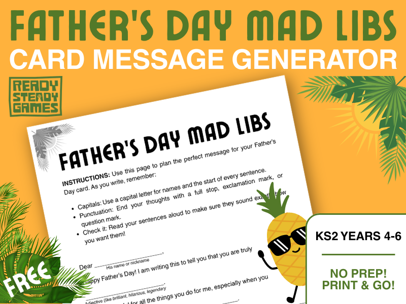 FREE Father’s Day Card Generator & Writing Activity | SPaG Prompts | Years 4-6