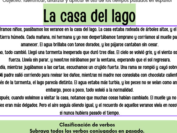 La Casa del Lago Imperfecto v Pretérito