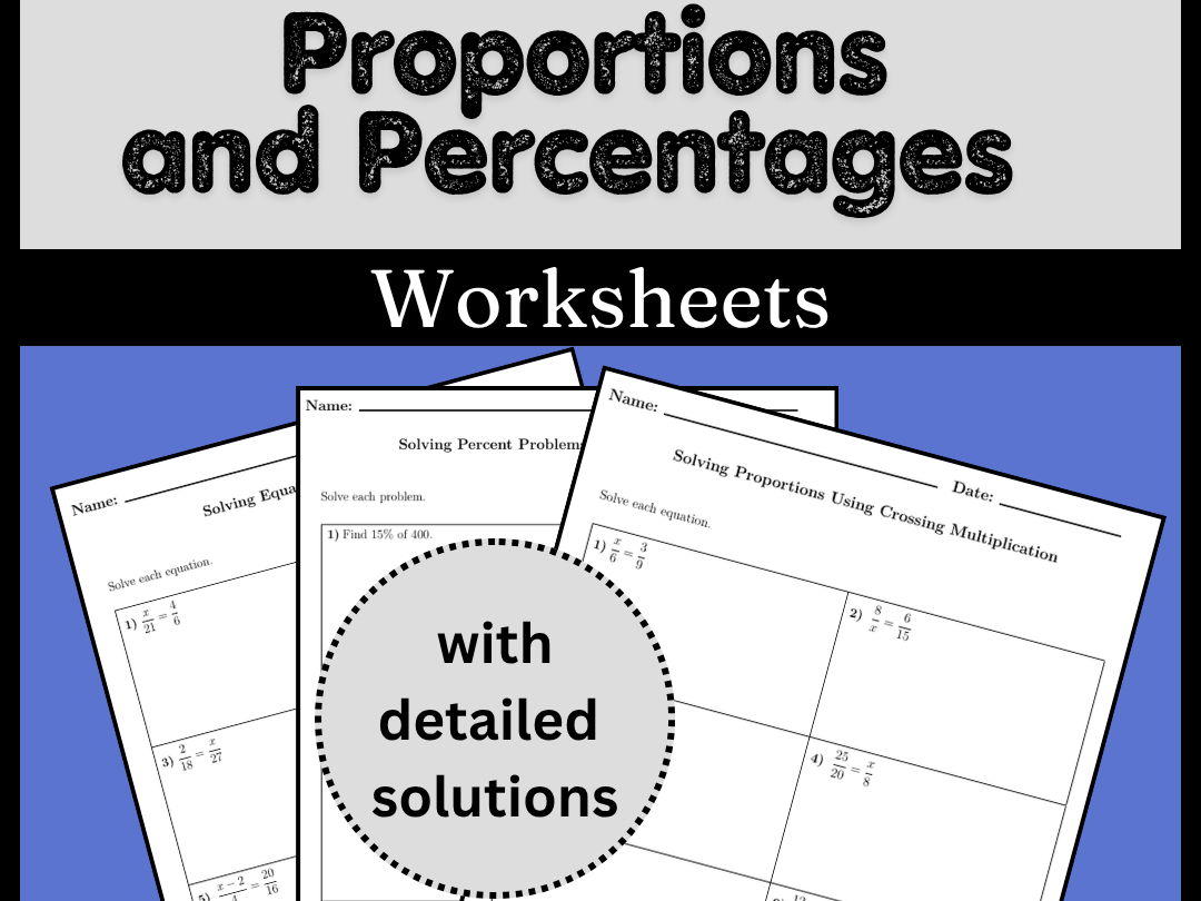 Proportions and Percentages Worksheets (with solutions)