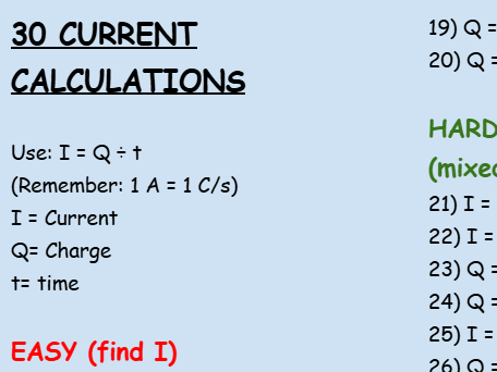 Electrical Current calculations