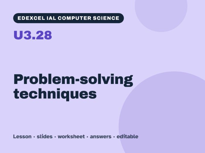 Edexcel IAL Computer Science – U3.28 Problem-solving techniques – Lesson & Worksheet