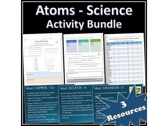 Atoms Activity Bundle | Science Webquests | Puzzles | Presentation | EDITABLE