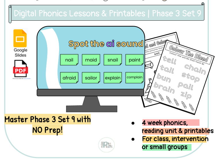 Phase 3 Set 9 Digital Lessons & Printable Worksheets | No Prep