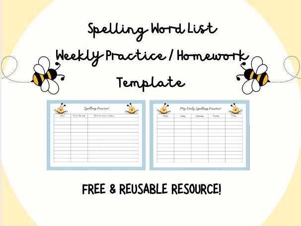 FREE Spelling Practice Templates- Weekly Word Lists (KS2) | Daily Practice and Sentence Writing