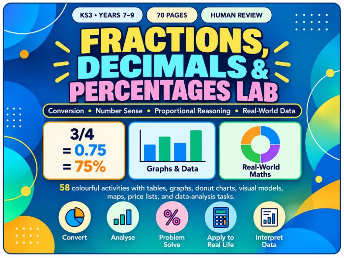 Fractions, Decimals & Percentages Lab  KS3 Maths  70 Pages