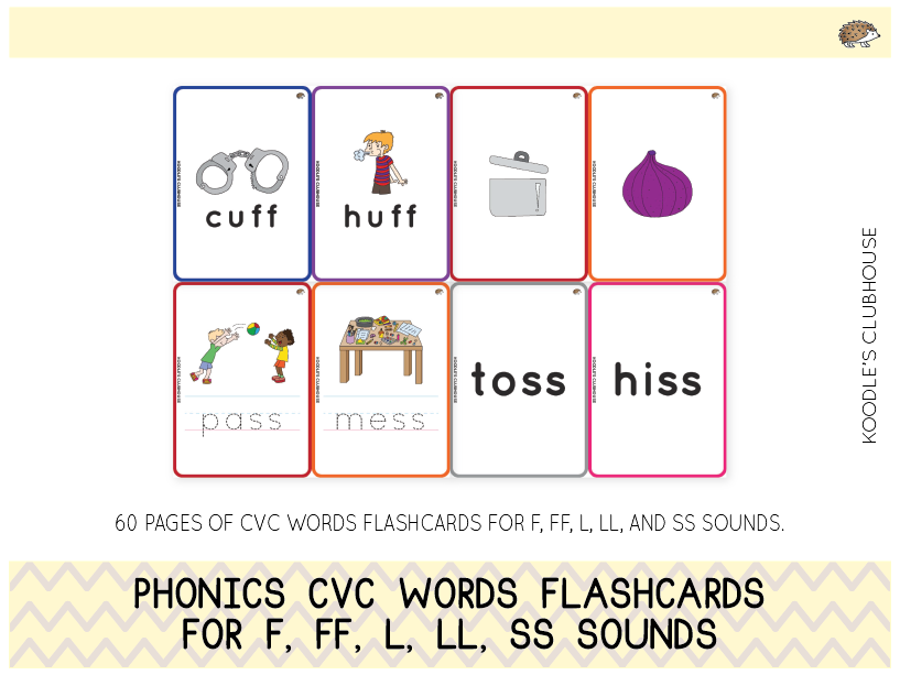 CVC Words Flashcards f, ff, l, ll, ss Teaching Resources