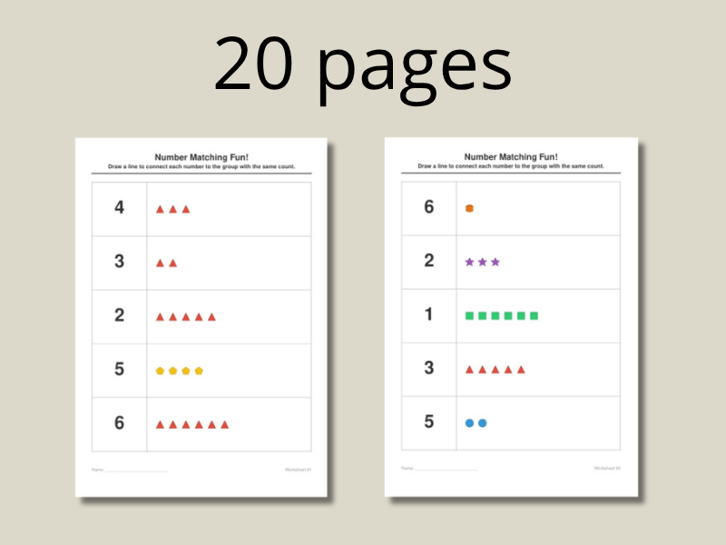 Primary Choice: Number Matching Worksheets (1-20)