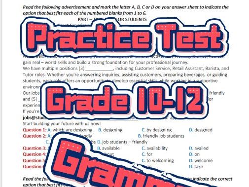 English Exam: Part-Time Jobs, Career Skills, Reading & Grammar Practice