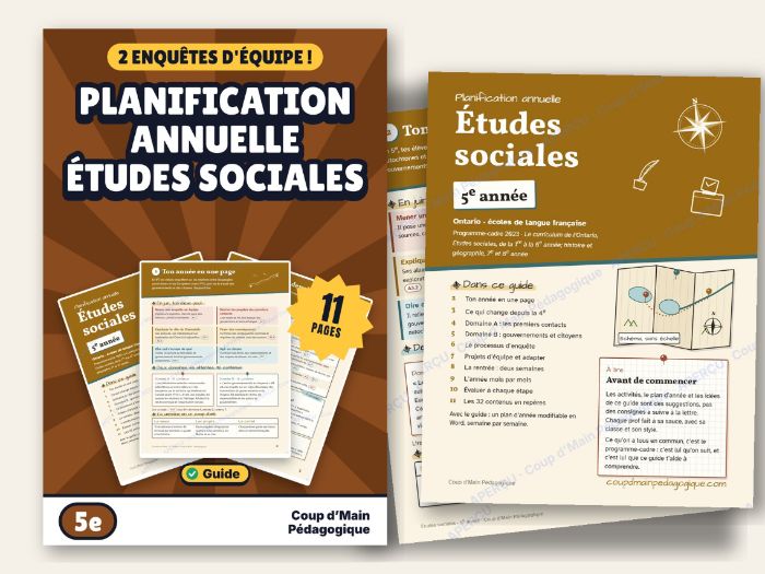 French Year Long Plan Grade 5 Ontario Social Studies | Études sociales 5e année