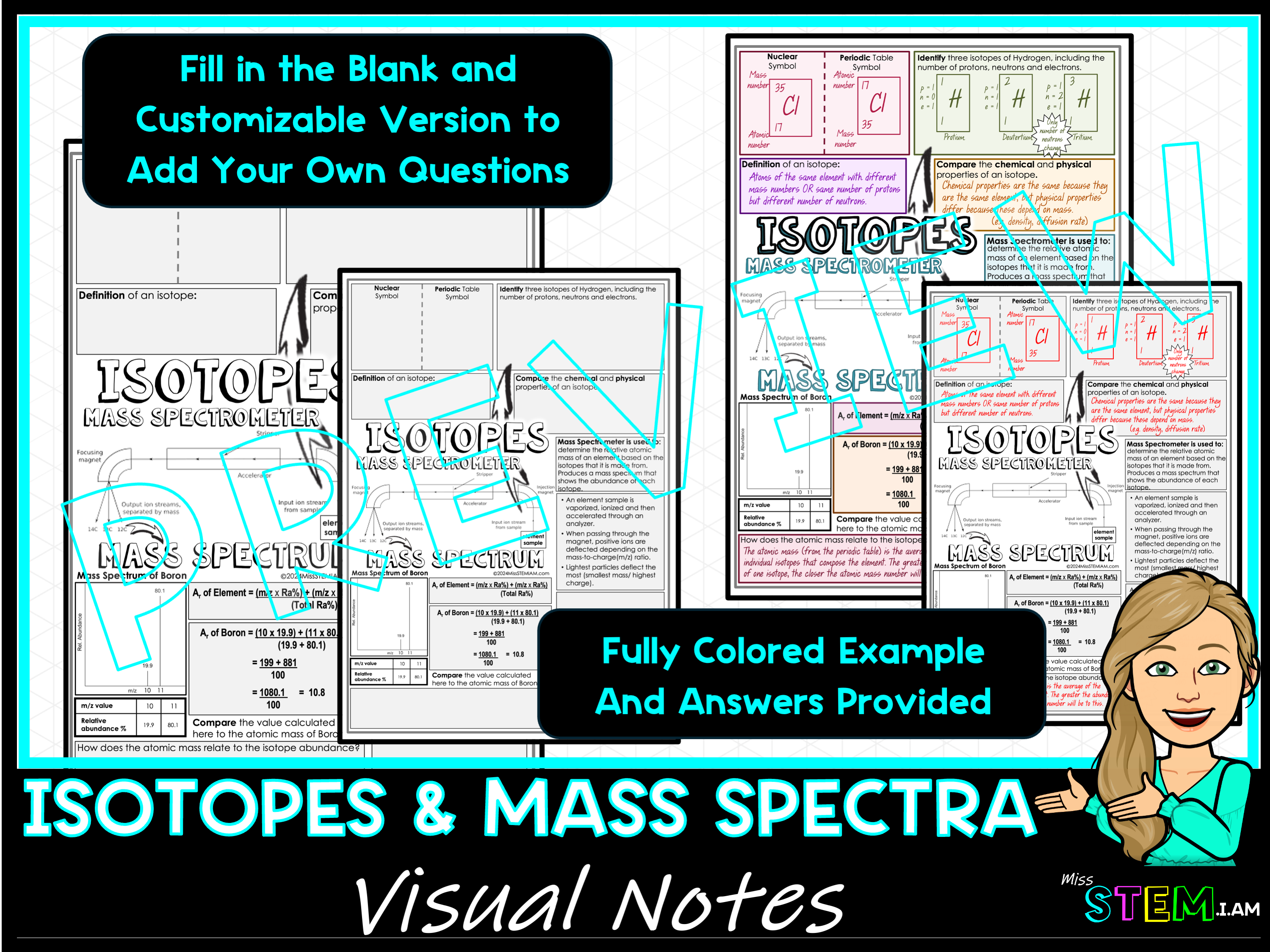 Isotopes Mass Spectra Worksheet Notes Teaching Resources