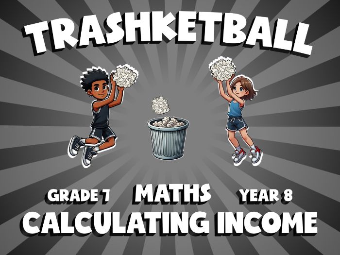 Calculating Income TRASHKETBALL Maths Game | No-Prep Year 8 Review Activity
