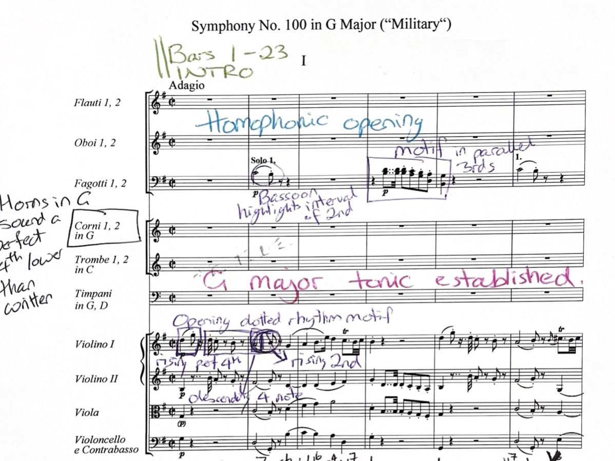 Haydn Symphony 100 Military ANNOTATED SCORE