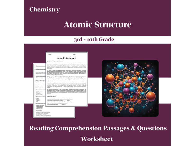 Atomic Structure Reading Comprehension Passages & Questions Worksheets ...