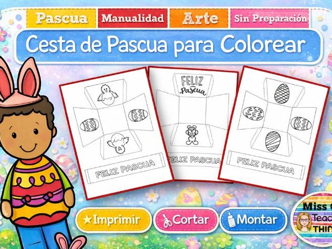 Feliz pascua manualidad: cesta de pascua / Semana santa en español - Easter basket in spanish