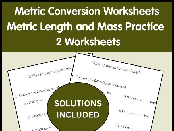 Metric Conversion Worksheets | Metric Length and Mass Practice | 2 Worksheets
