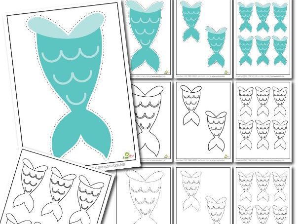 Mermaid Tail Template Activity Set | Cutting, Coloring & Tracing for Preschool