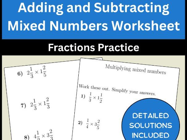 Adding and Subtracting Mixed Numbers Worksheet | Fractions Practice