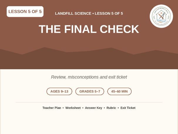 Landfill Science Lesson 5: The Final Check | Review & Exit Ticket, KS2/3