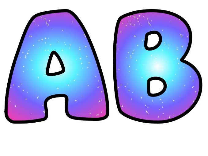 Neon Radial Glow Bubble Letters | Patterned Bulletin Board Letters | Printable Alphabet A-Z and 0-9