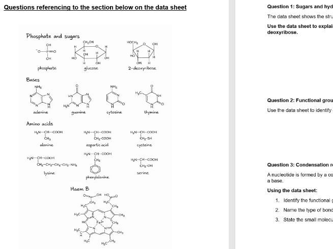 A-level AQA Chemistry Data booklet/sheet related questions for organic chemistry 2 (A2)