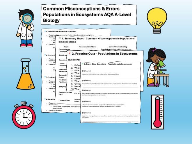 AQA A Level Biology Revision Misconception & Practice Populations in Ecosystems Chapter 19