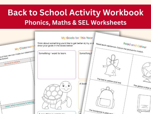 Back to School Activities Workbook | KS1 Printable Worksheets for Phonics, Maths & SEL