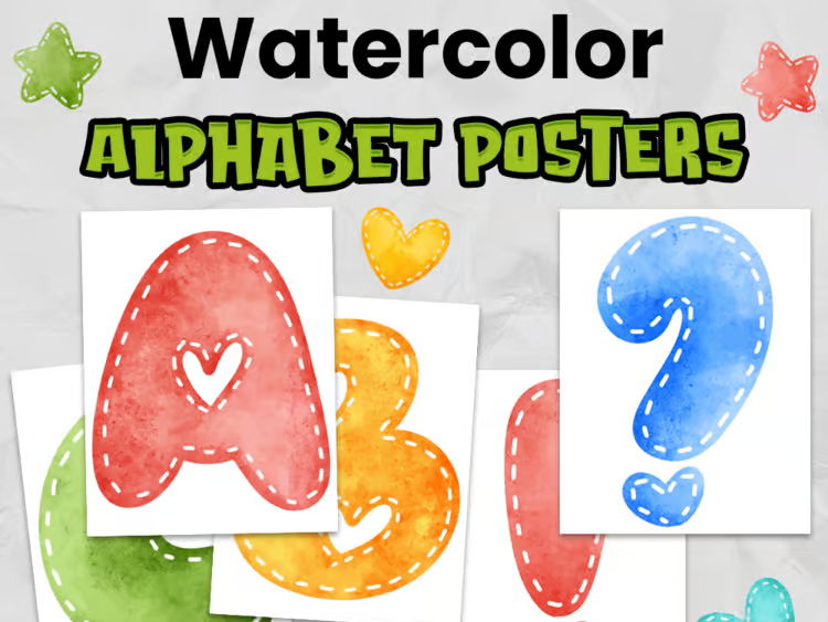 Watercolour Alphabet Posters | EYFS & KS1 Classroom Display | Calm Classroom Décor | Printable PDF