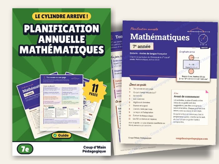 French Year Long Plan Grade 7 Ontario Math | Planification annuelle Maths 7e