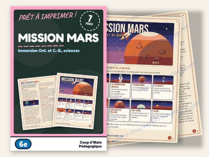 French Immersion Grade 6 Space Mars Reading and Writing | Mission Mars