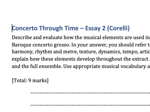 Baroque Essays OCR 9 mark essays