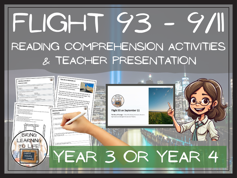 Flight 93 Reading Comprehension Activities | September 11 9/11 | Year 3 or Year 4